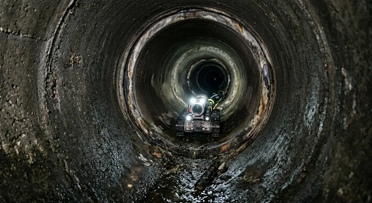 Robotic sewer camera inspecting pipe interior for Drain Snake Service in Woodridge